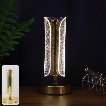 Luxury Tall Cylindrical Crystal LED Table Lamp with USB Charging – Elegant Bedside, Desk & Decorative Light