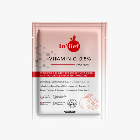 In’lief Vitamin C 0.5% Brightening & Hydrating Facial Sheet Mask – 1 Pc