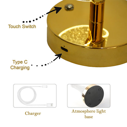 Crystal Sparkle LED Table Lamp with Golden Base – Decorative Bedside & Home Lighting