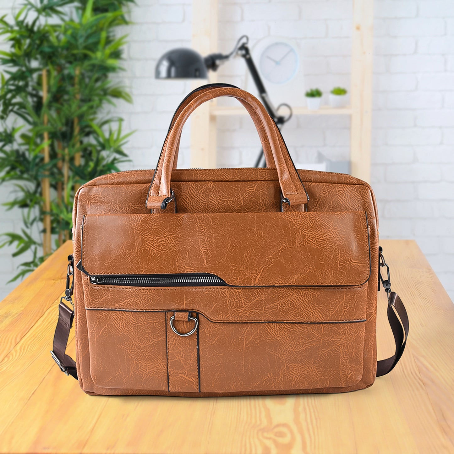 Premium Faux Leather Laptop Bag – Messenger Briefcase with Shoulder Strap