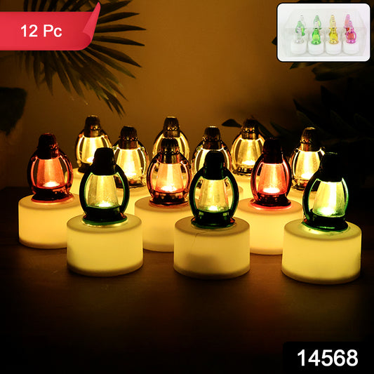 Set of 12 LED Multicolor Flameless Candle Lamps – Battery Operated