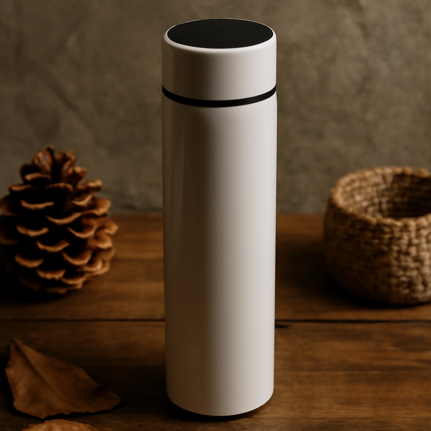 White Smart Vacuum Insulated Water Bottle – 500ML with LED Temperature Display
