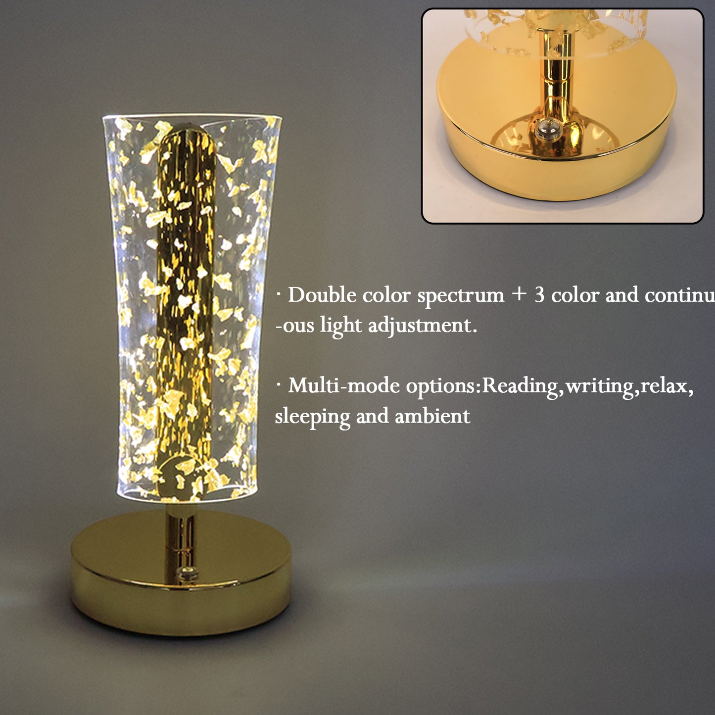 Golden Crystal LED Table Lamp – USB Rechargeable Decorative Light