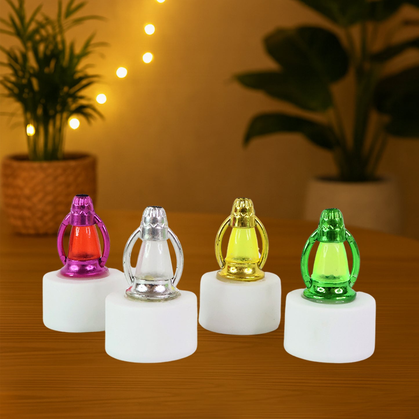 Set of 12 LED Multicolor Flameless Candle Lamps – Battery Operated