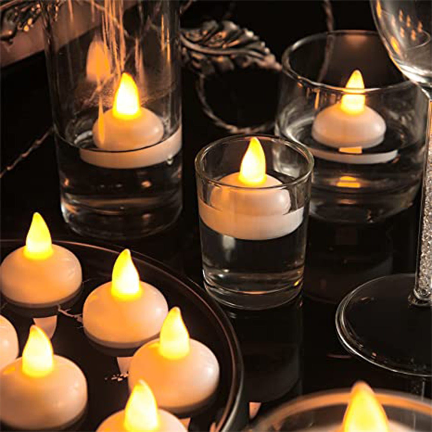 Set of 8 Flameless Floating Tealight Candles with Box – Battery Operated