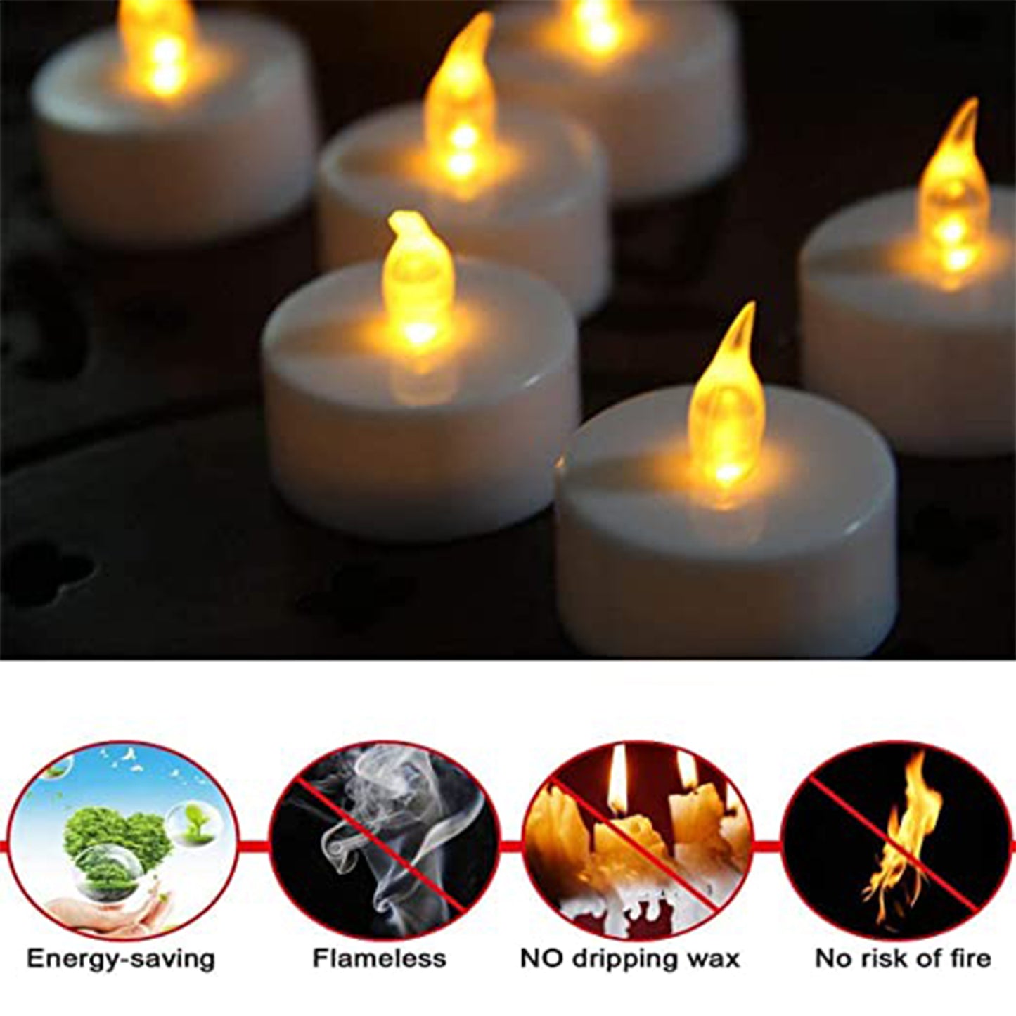 Set of 8 Flameless Floating Tealight Candles with Box – Battery Operated