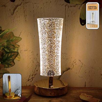 Crystal Sparkle LED Table Lamp with Golden Base – Decorative Bedside & Home Lighting