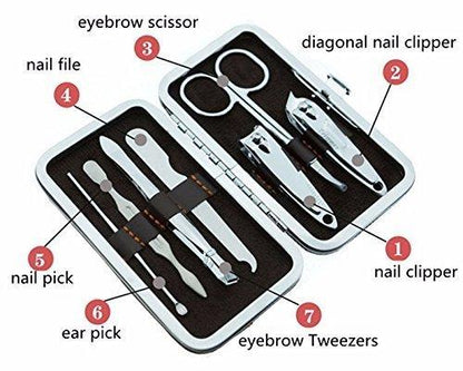 7-in-1 Pedicure & Manicure Tools Kit for Women – Portable Grooming Set