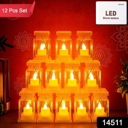 12 Pcs LED Storm Lantern Set – Battery Operated Flameless Decorative Lights