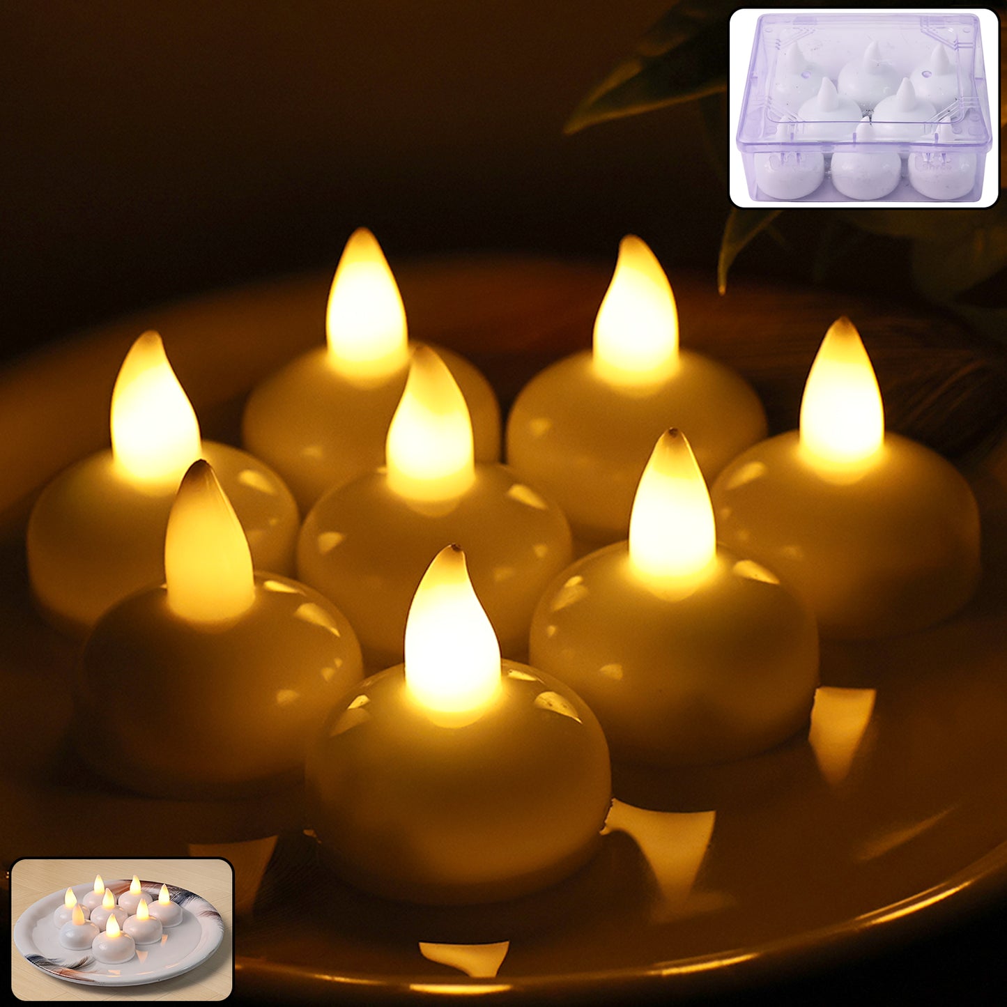Round LED Flameless Tealight Candles – 8 Pcs Set
