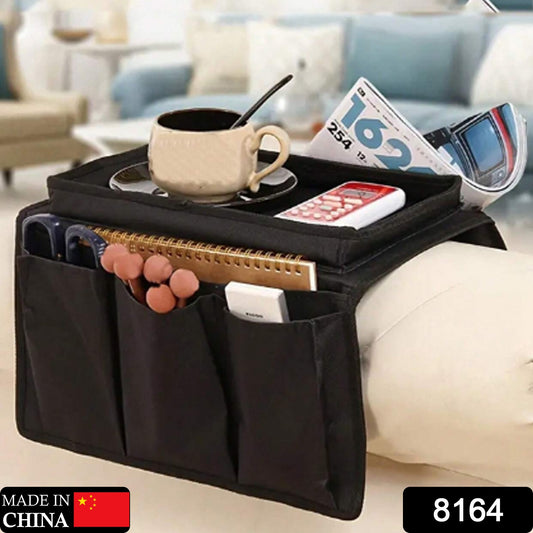 Sofa Armrest Hanging Storage Bag – Organizer for Books, iPad & Remotes (Black)