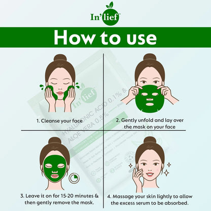 In’lief Hyaluronic Acid & Aloe Vera Hydrating Facial Sheet Mask – 1 Pc