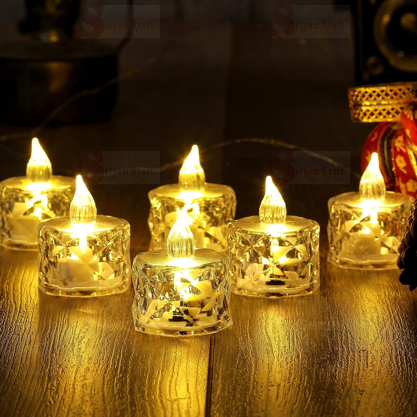24 Pcs Flameless LED Tea Light Candles – Transparent Acrylic