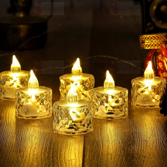 24 Pcs Flameless LED Tea Light Candles – Transparent Acrylic