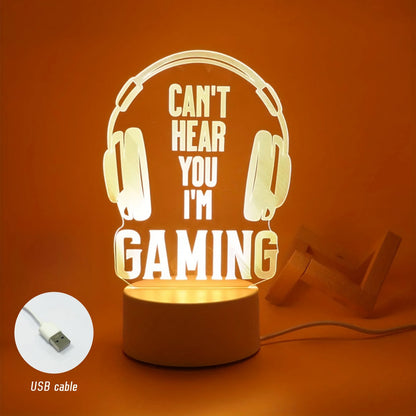 3D Acrylic LED Night Lamp – Dinosaur & Gaming Theme