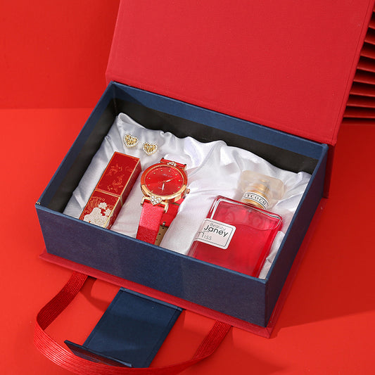Modern Business Gift Set – Watch, Lipstick, Perfume & Earrings / Bracelet - Fanbuluxe