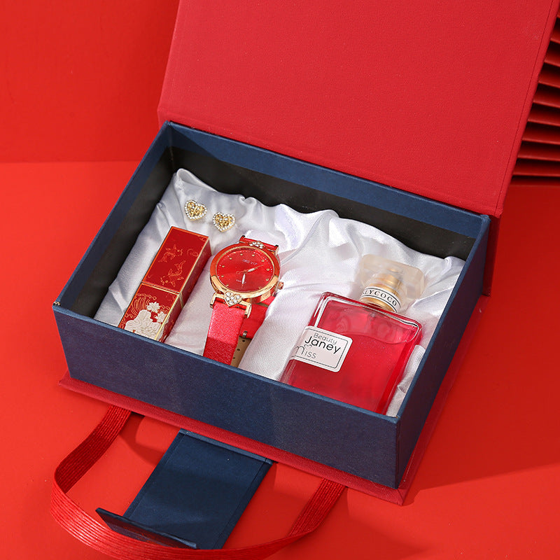 Modern Business Gift Set – Watch, Lipstick, Perfume & Earrings / Bracelet - Fanbuluxe
