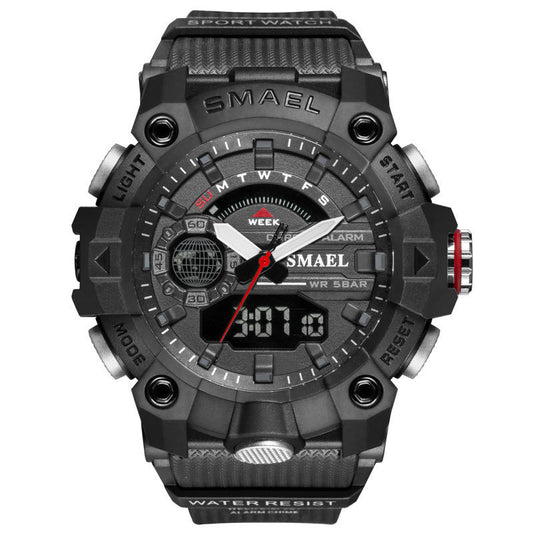 Men’s Sports Rubber Strap Stainless Steel Watch – 50M Waterproof, 52mm Dial - Fanbuluxe