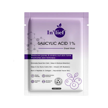 In’lief Salicylic Acid 1% Pore-Refining Facial Sheet Mask – Acne Control & Skin Firming