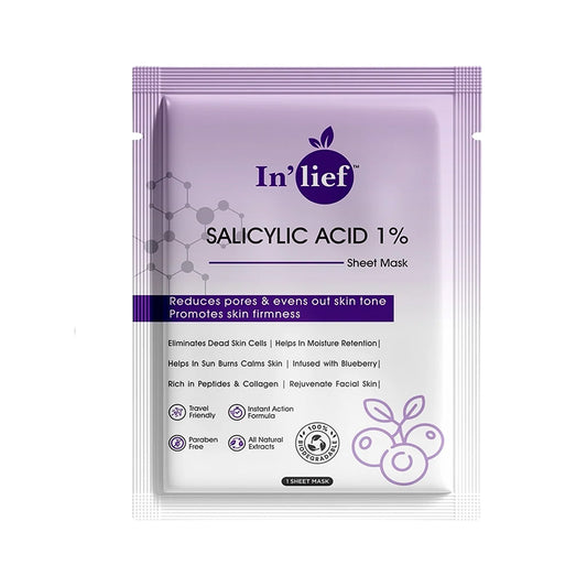 In’lief Salicylic Acid 1% Pore-Refining Facial Sheet Mask – Acne Control & Skin Firming