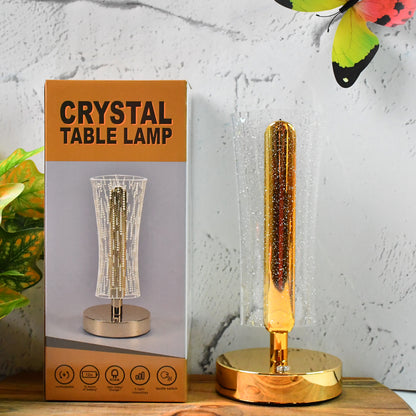 Crystal Sparkle LED Table Lamp with Golden Base – Decorative Bedside & Home Lighting