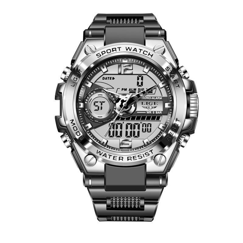 30M Waterproof Leisure Watch – Pointer & Digital Display, Electronic Movement - Fanbuluxe