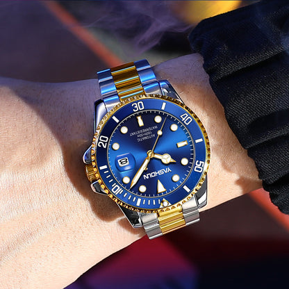 Business Quartz Watch – 41mm Round Dial, Stainless Steel Strap, Transparent Back - Fanbuluxe