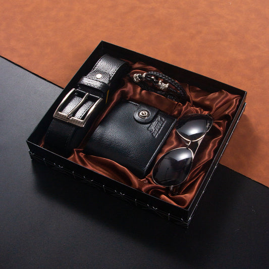 Men’s Gift Set – Wallet, Belt, Sunglasses, Bracelet, Gift Box - Fanbuluxe