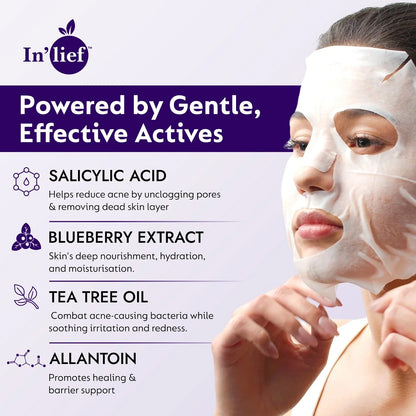 In’lief Salicylic Acid 1% Pore-Refining Facial Sheet Mask – Acne Control & Skin Firming