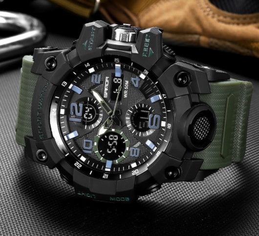 Men’s 55mm Resin Sports Watch – Japanese Movement, Mineral Glass, Durable Design - Fanbuluxe