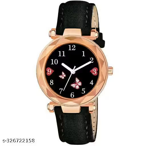 (8A) Premium Couple Queen & BF Designer Analog Leather Watches – Pack of 2