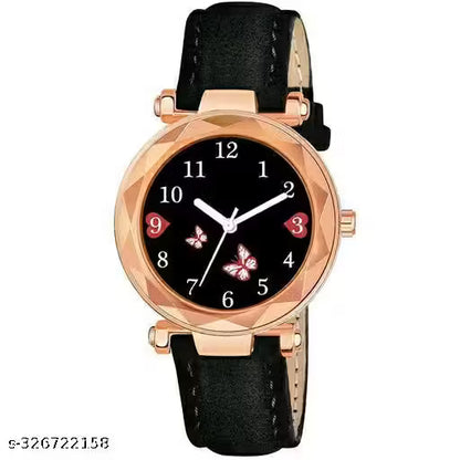 (8A) Premium Couple Queen & BF Designer Analog Leather Watches – Pack of 2