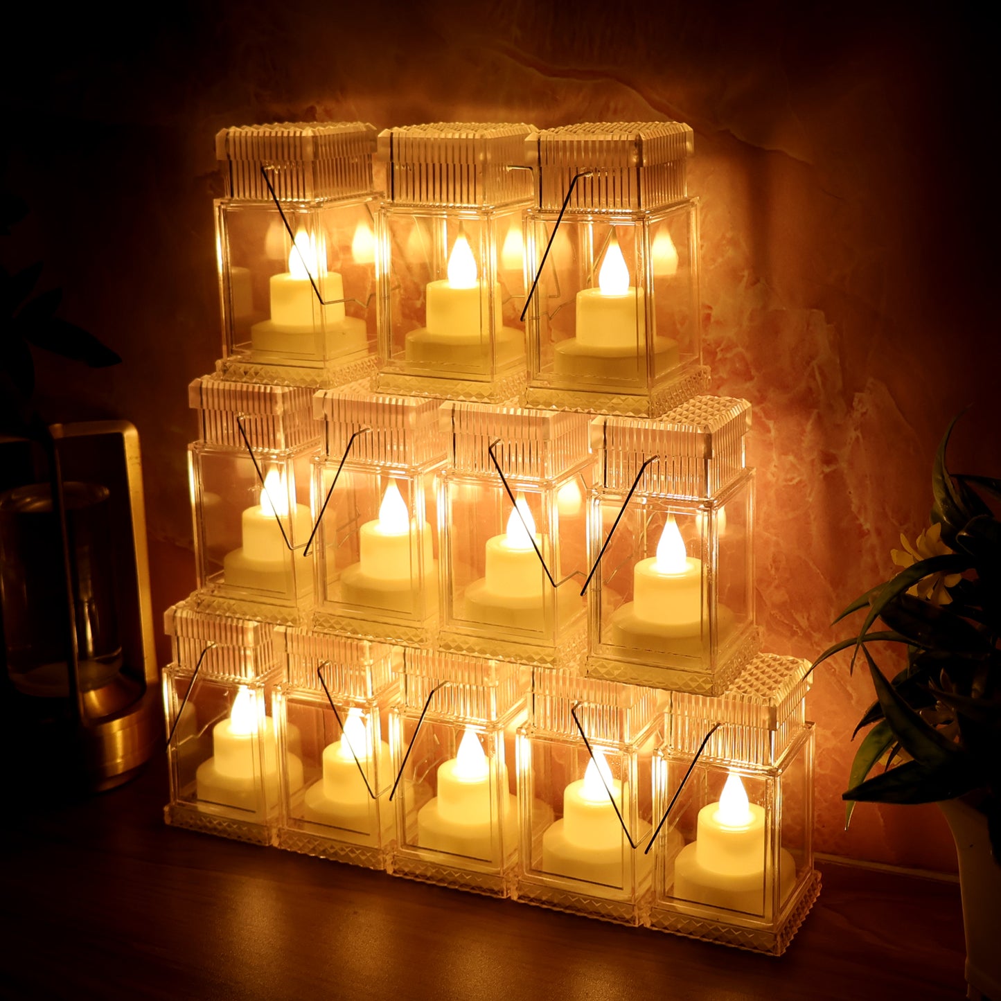 12 Pcs LED Storm Lantern Set – Battery Operated Flameless Decorative Lights