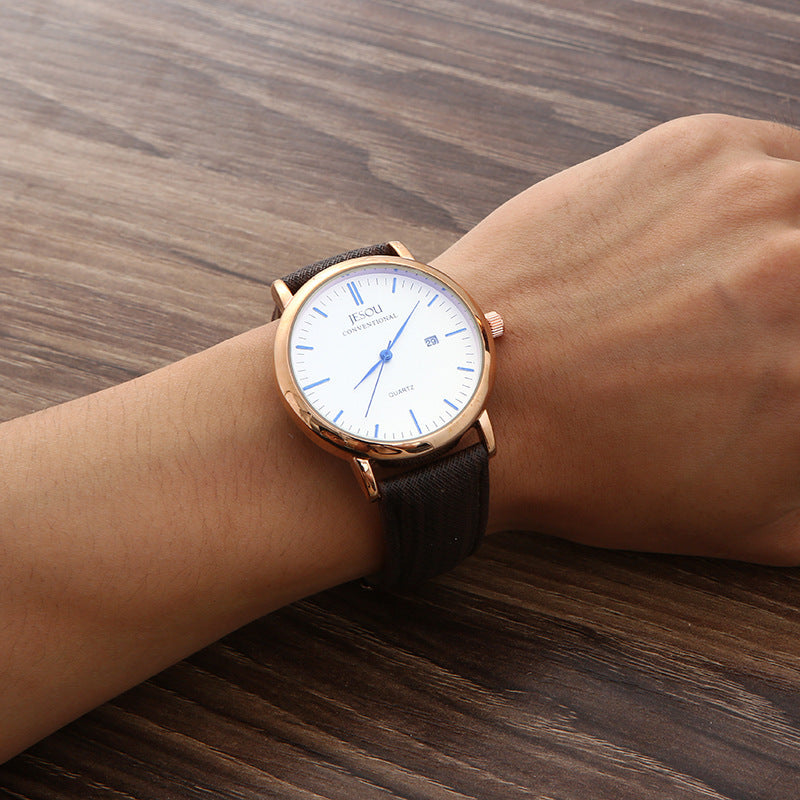 Korean Style Quartz Watch Gift Set – Life Waterproof, PU Strap, Zinc Alloy Case - Fanbuluxe