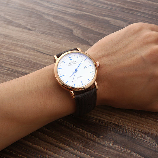 Korean Style Quartz Watch Gift Set – Life Waterproof, PU Strap, Zinc Alloy Case - Fanbuluxe
