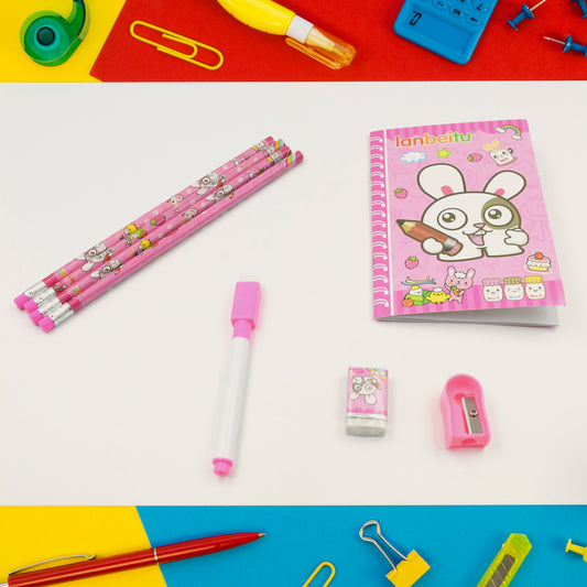 4299 Kids Stationery Kit – 8-Piece Set | Pencils, Sharpener, Eraser & Diary