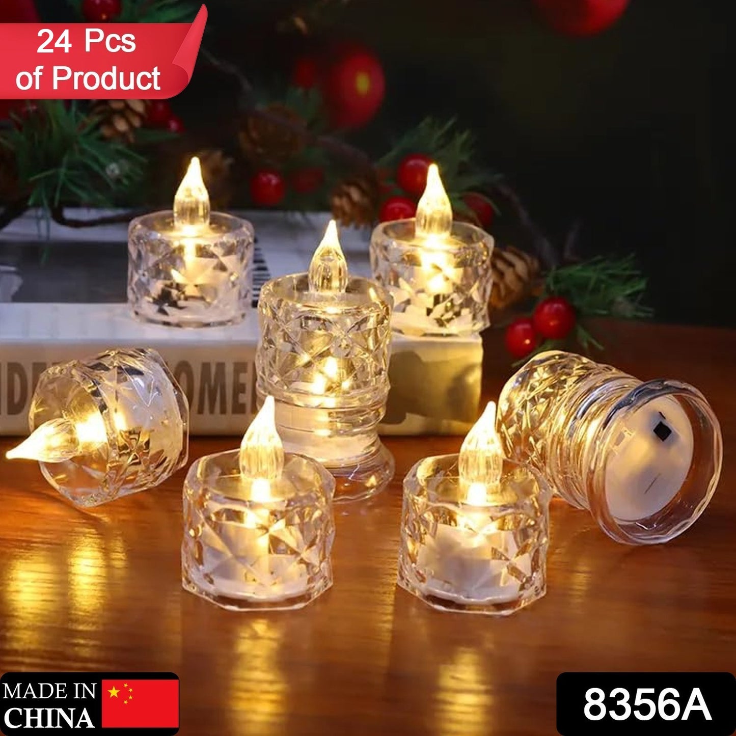 24 Pcs Flameless LED Tea Light Candles – Transparent Acrylic