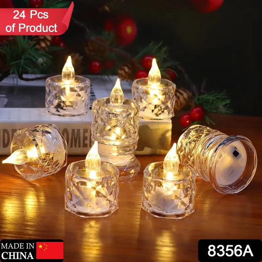 24 Pcs Flameless LED Tea Light Candles – Transparent Acrylic