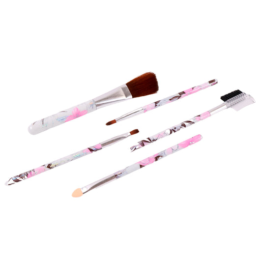 5-Piece Floral Makeup Brush Set – Eyes, Lips & Face Cosmetic Kit