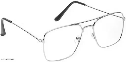 Arzonai Transparent Lens Rectangular Sunglasses – Silver Metal Frame | Unisex Modern Fashion | 12-Month Warranty  (10)