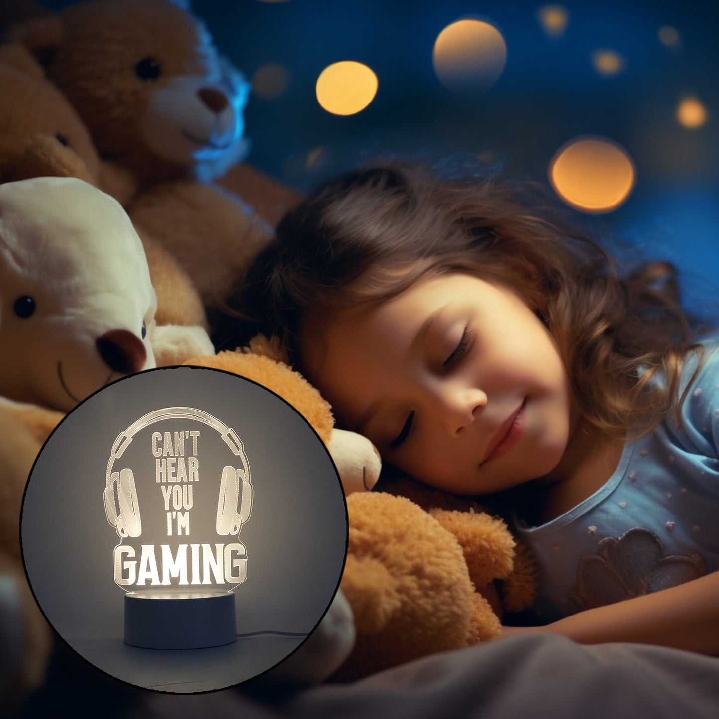 3D Acrylic LED Night Lamp – Dinosaur & Gaming Theme