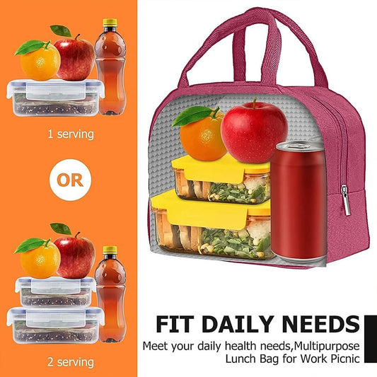 Insulated Lunch Bag – Reusable with Zipper & Pockets | Office, Picnic, Travel