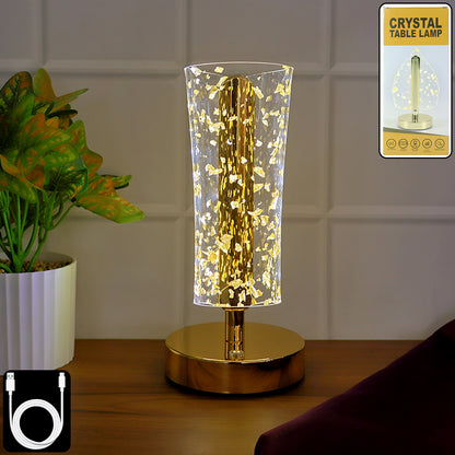Golden Crystal LED Table Lamp – USB Rechargeable Decorative Light