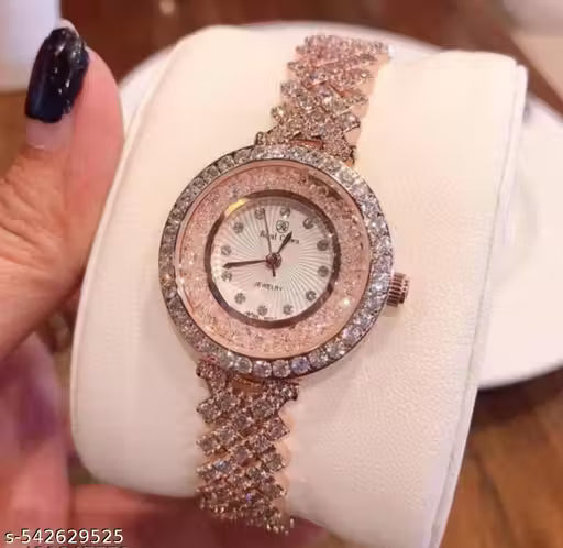 (13A) HPT Elegant Peach Dial Stainless Steel Analog Watch for Girls – Premium Bracelet Design