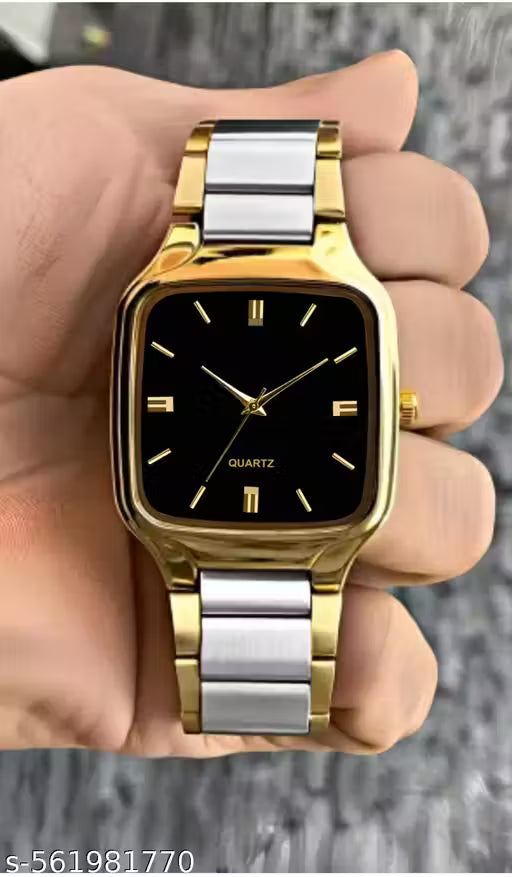 (4A) Slim Square Dial Men’s Analog Watch – Designer Stainless Steel Elegance