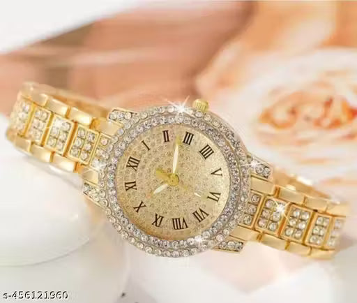 (15A) ZT Holland Style Golden Analog Watch – Super Rich Look for Women & Girls