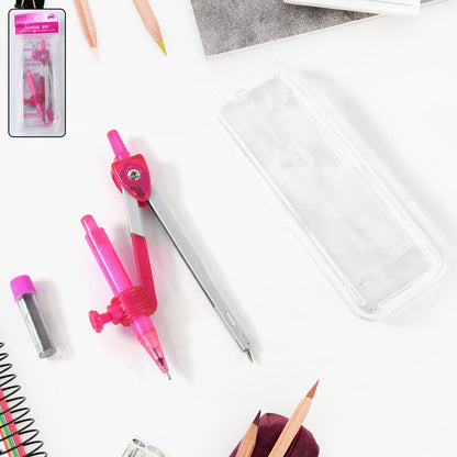 4-in-1 Student Geometry Compass Set – Mechanical Pencil & Extra Lead | Plastic Case
