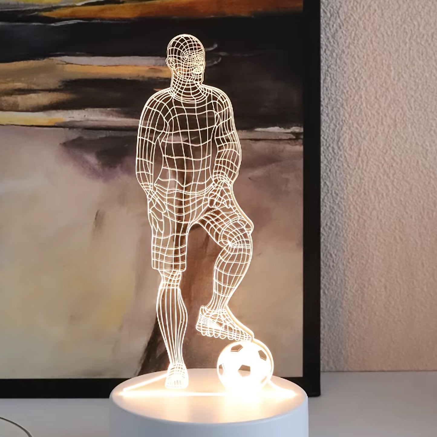 3D LED Night Lamp – Football Player Design, USB Powered