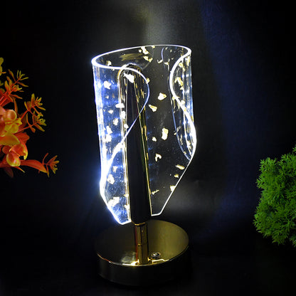 Luxury Golden Leaf Crystal LED Table Lamp with USB Charging