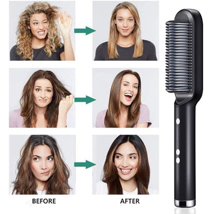 HQT-909B Hair Straightener Brush – Keratin Ceramic Coating | Fast Heat-Up